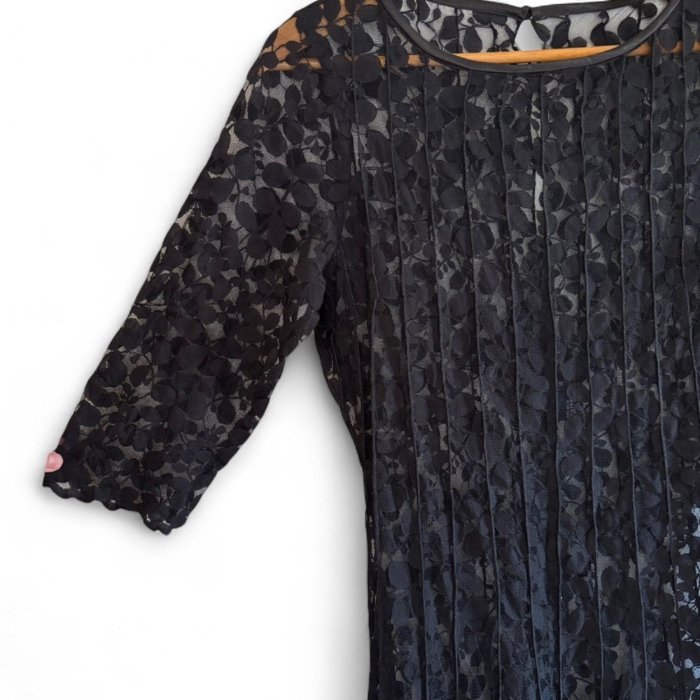 Teri Jon Dress LACE OVERLAY ONLY Womens 14 Black Witchy Whimsigoth Ricky Freeman - Picture 4 of 12